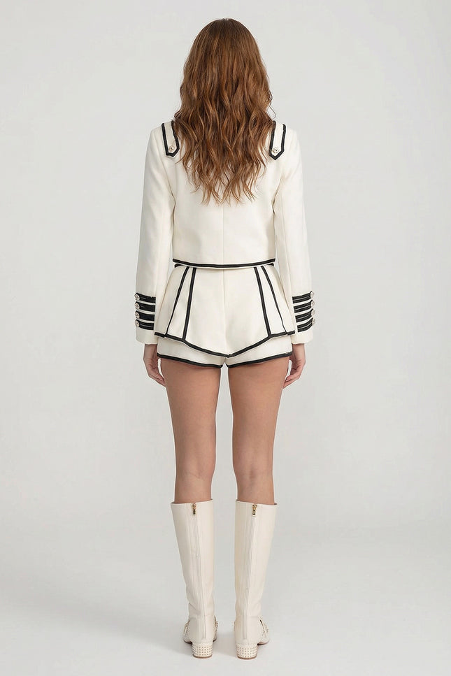 Adelina - Tailored Co-Ord With Contrast Edging and Crystal-embellished Buttons