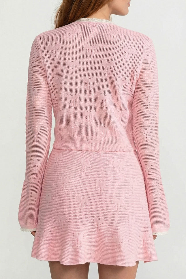 Alma - Knit Co-ord Set With Pearl and Bow Detailing