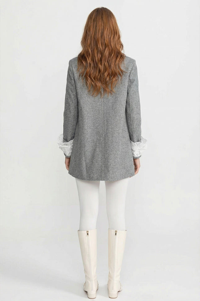 Anastasia - Mini Coat with Lace Pearl Collar