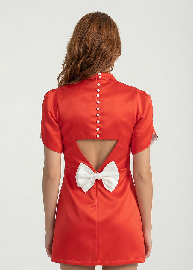 Béatrice - Mini Dress with Back Cutout and Bow