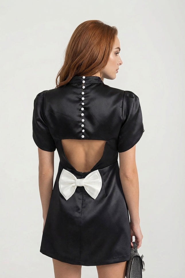 Béatrice - Mini Dress with Back Cutout and Bow