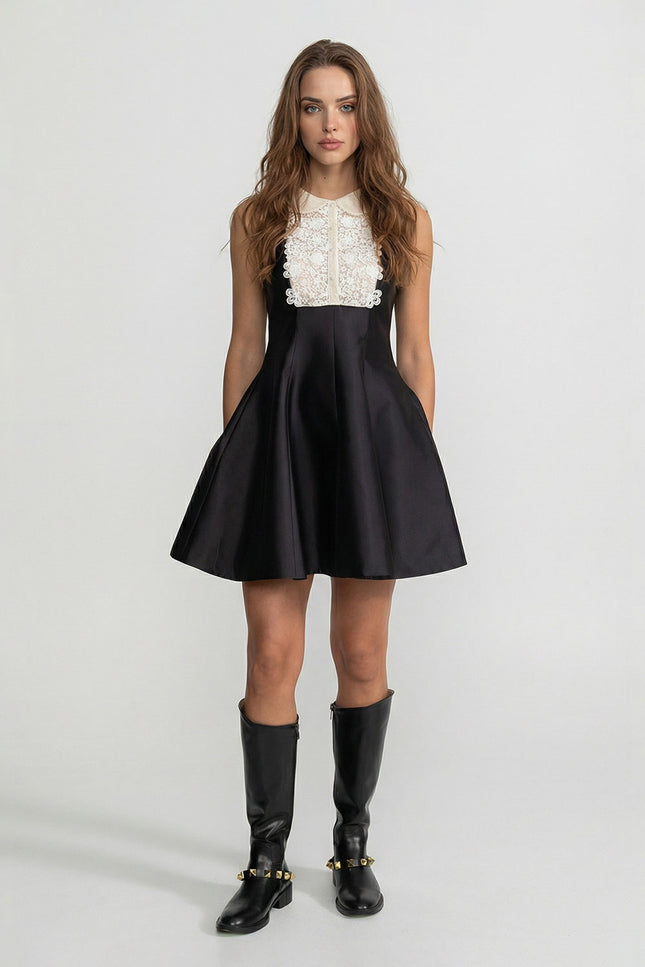 Emma – Mini Dress with Lace Bib Detail