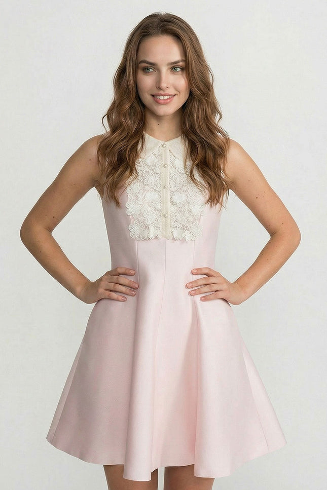 Emma – Mini Dress with Lace Bib Detail