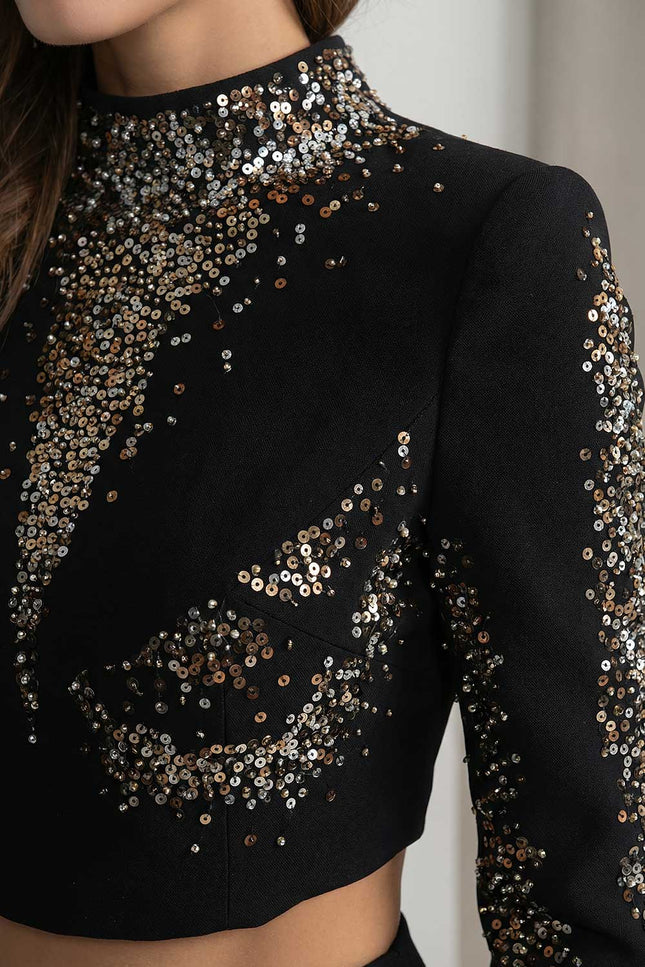 Eva - Embellished Co-Ord Set with Silver and Gold Sequins
