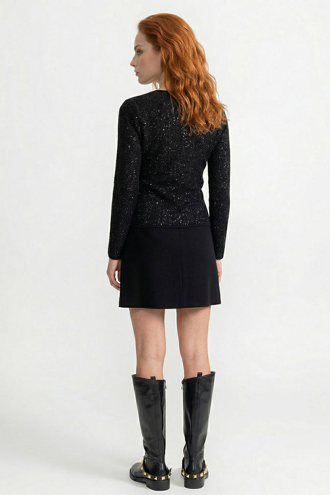 Félicie - Tweed Co-Ord Set with Embellished Bow Closures and Mini Skirt