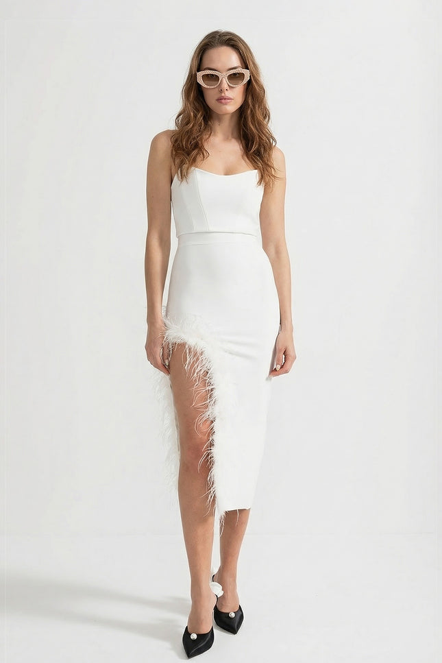 Gabriela - Mini Dress with Fitted Bodice and Silver Beading Accents