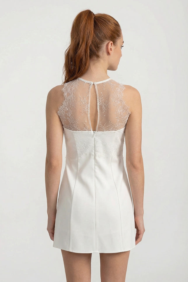 Hortense - Ombré Mini Dress with Ethereal Finish and Lace Detailing