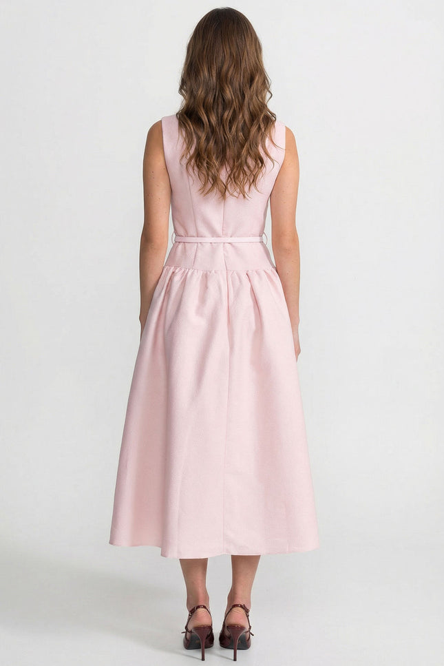 Jeanne - Sleeveless Midi Dress with Belt