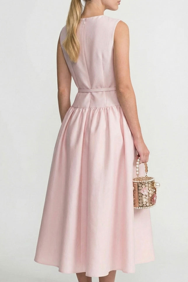 Jeanne - Sleeveless Midi Dress with Belt