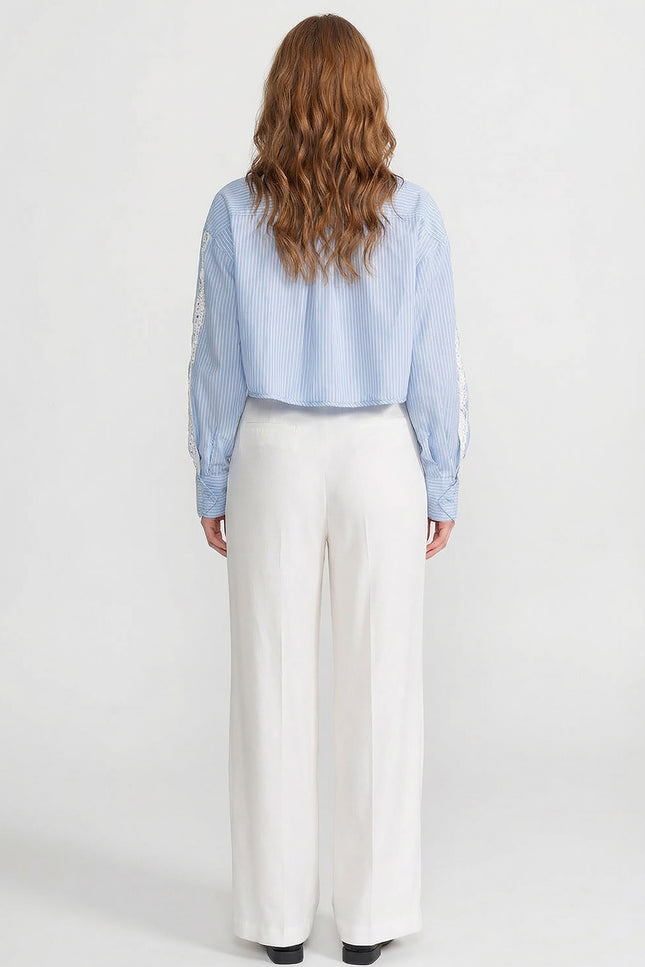 Karina - Striped Cotton Lace Shirt