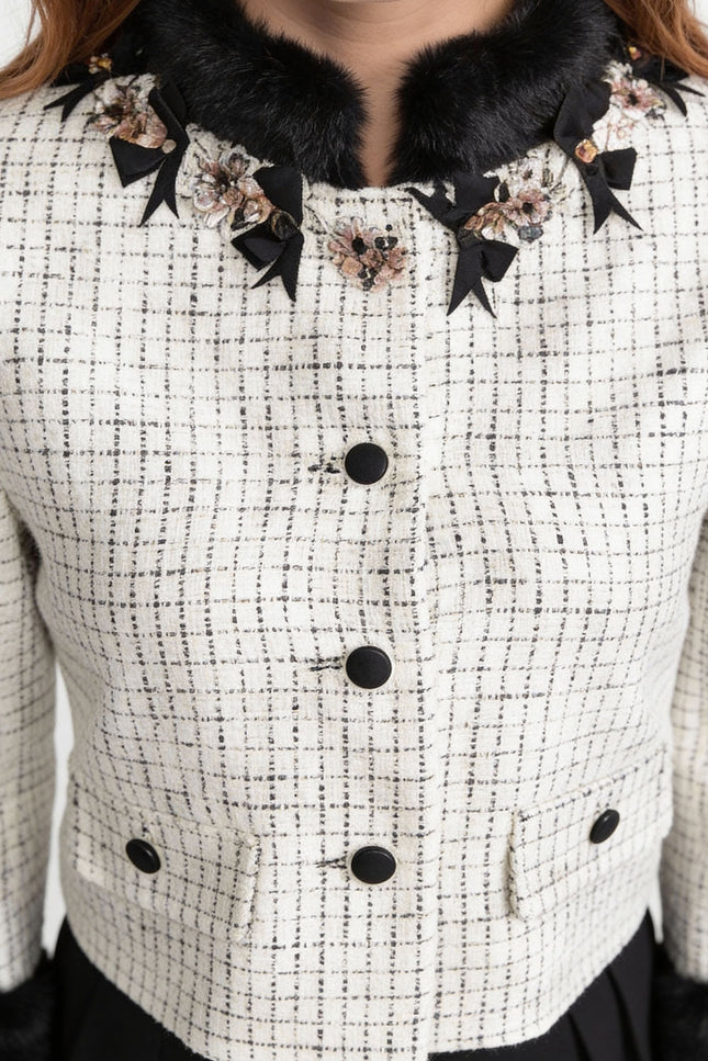 Margaux - Tweed Jacket with Fox Fur Accent