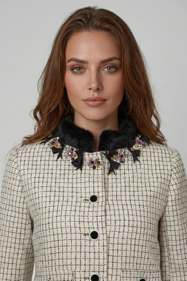 Margaux - Tweed Jacket with Fox Fur Accent