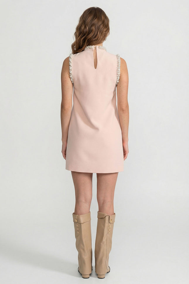 Mia - Embellished High-Neck Mini Dress