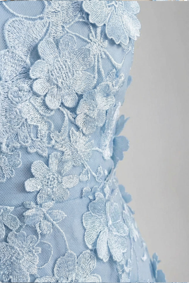 Mirabelle - Sheer Dress with Fitted Waist and Floral Appliqués