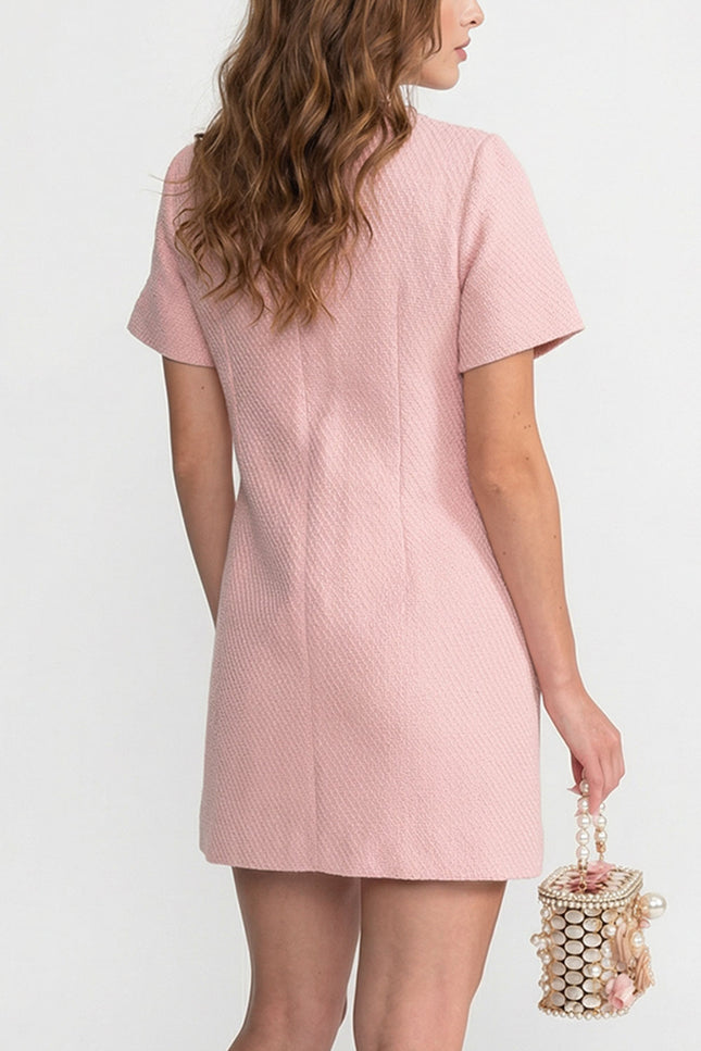 Paula - Tweed Mini Dress with Pearl Buttons