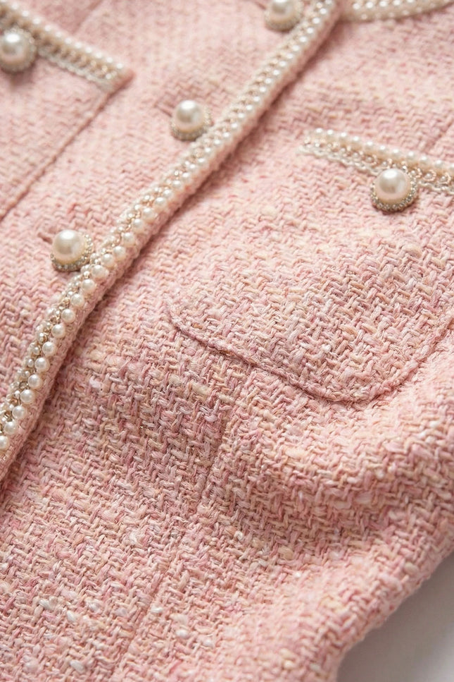 Paula - Tweed Mini Dress with Pearl Buttons