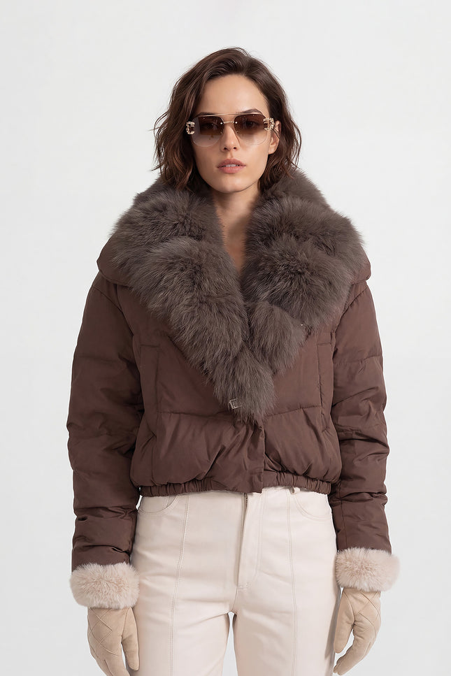 Puffer Jacket with Fox Fur-Lined Hood
