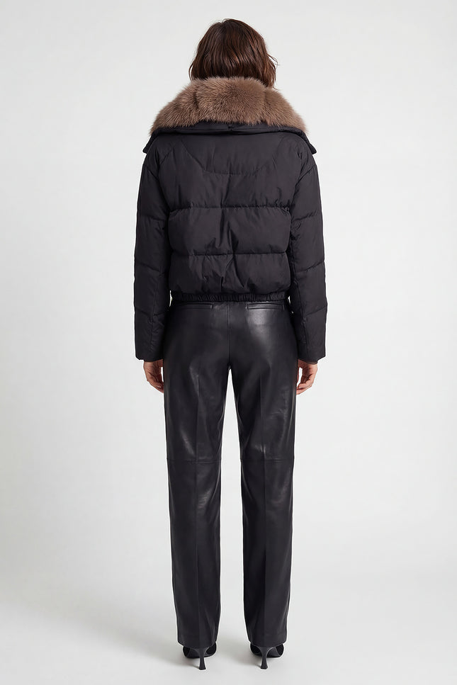 Puffer Jacket with Fox Fur-Lined Hood