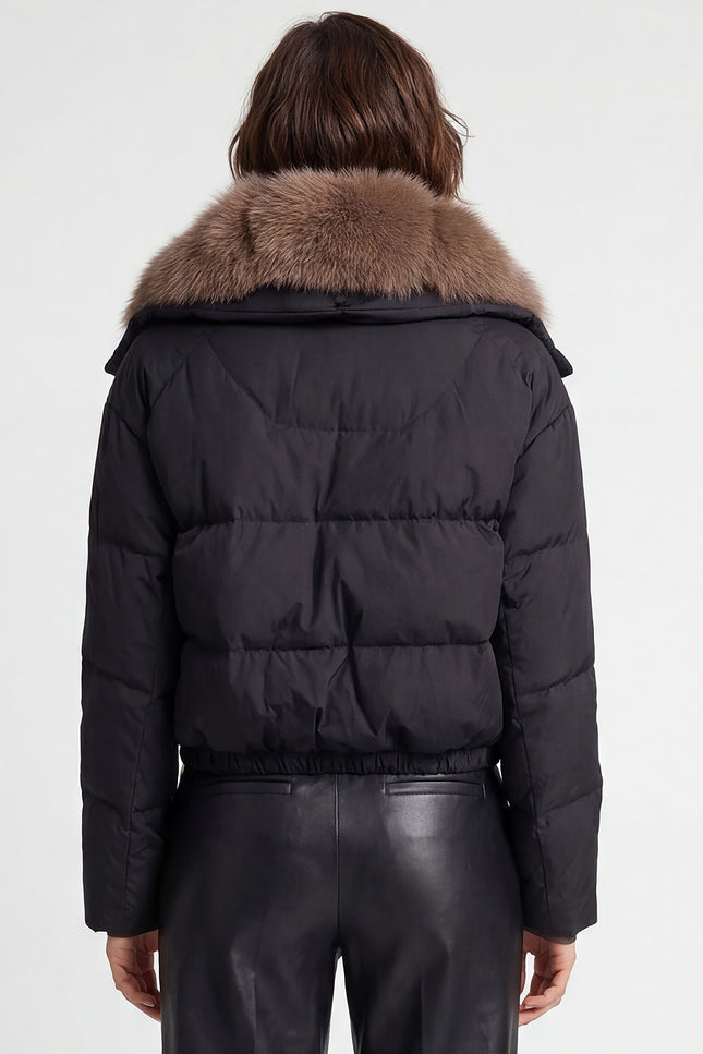 Puffer Jacket with Fox Fur-Lined Hood