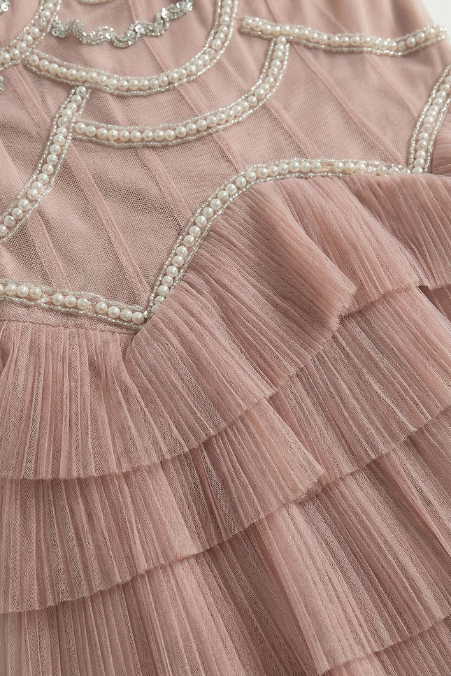 Rosa - Layered Ruffle Long Sleeve Dress with Sparkling Detail