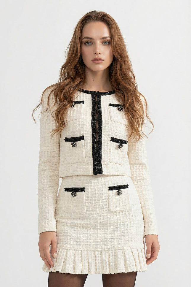 Sandrine - Tweed Co-Ord Set With Black Details