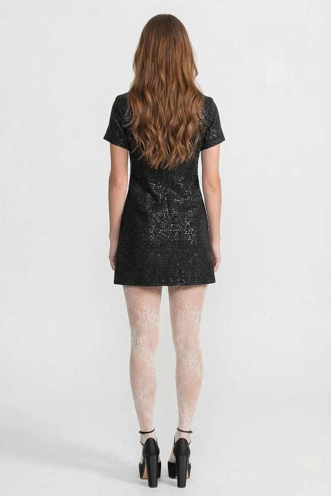 Valeria - Sequin Mini Dress with Crystal Bow Accents