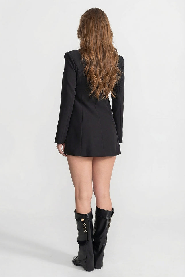 Viola - Crystal Bow Cut-Out Blazer Dress