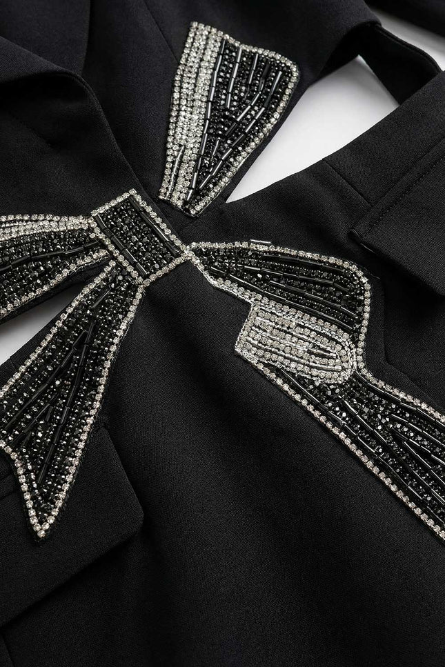 Viola - Crystal Bow Cut-Out Blazer Dress